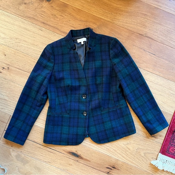 ☘️ 3/30- Talbots Tartan Plaid Wool Blazer - Picture 4 of 8
